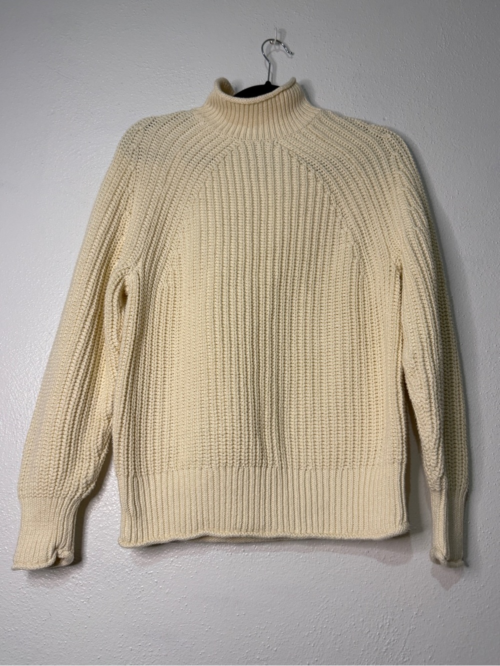 J. Crew Cream Chunky Knit Turtleneck Sweater. 100% cotton. Sz S.